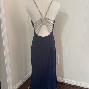 Prom/ winter formal enchanting dress Midnight Blue with Stone Straps